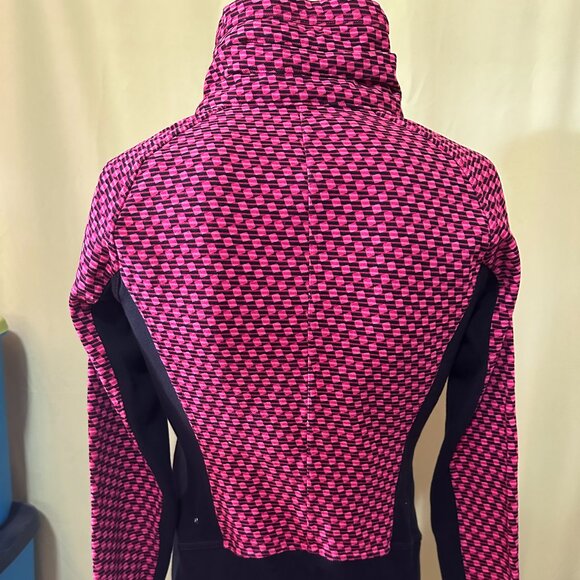 Lululemon Athletica Pink Black Checks Sweater Jacket Size 8 Cotton Polyester - Picture 4 of 8